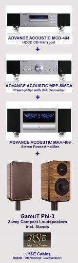 ADVANCE ACOUSTIC MCD-404 + MPP-506DA + MAA-406 + GamuT Phi-3 + HSE Kabel