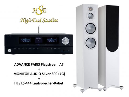 Advance Paris Playstream A7 + Monitor Audio Silver 300 (7G) + Kabel - Bundle